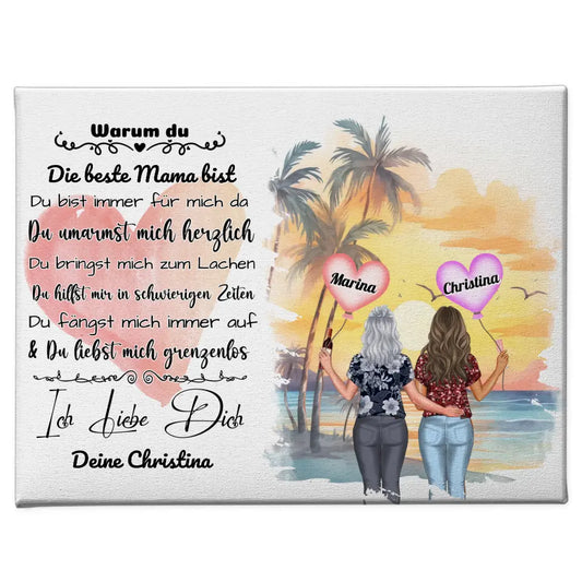 Leinwand Warum du die beste Mama bist mit personalisierten Figuren 1
