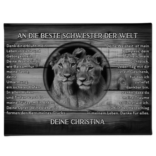 Löwen Leinwand für Schwester Schwarz Weiß 1