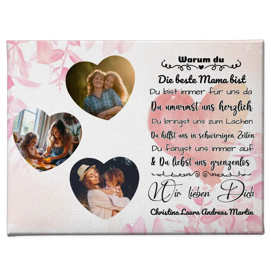 Leinwand mit 3 Fotos Mama Ich liebe Dich 1
