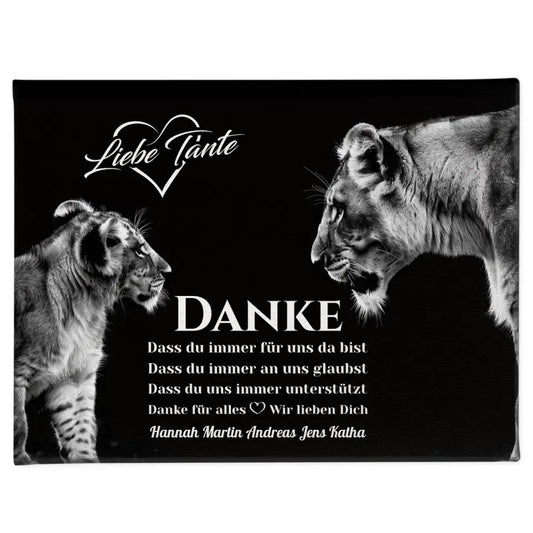 Löwen Leinwand Schwarz Weiß Tante Du bist immer für uns da 1