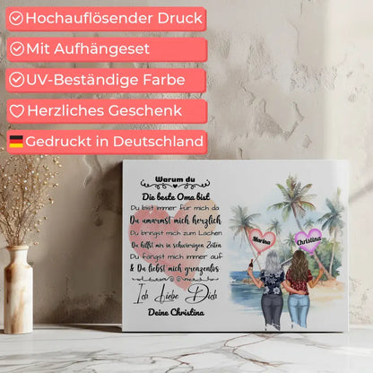 Personalisierte Leinwand Oma Ich liebe Dich Personalisiert