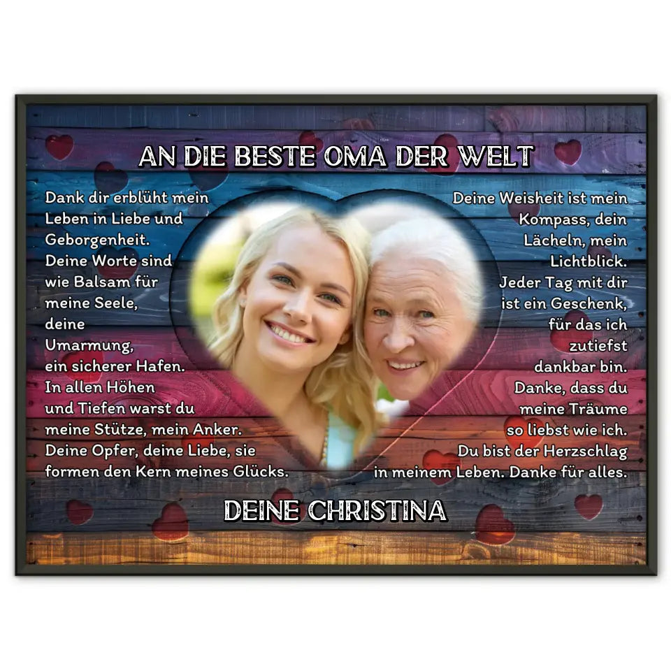 Personalisiertes Poster Oma Danksagung Mit Herz Foto