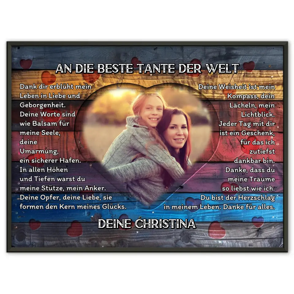 Personalisiertes Poster Tante Danksagung Mit Herz Foto 1