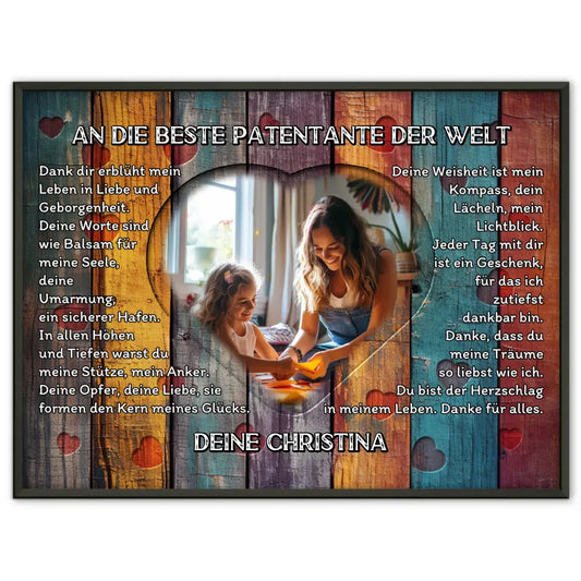 Personalisiertes Poster Patentante Danksagung Mit Herz Foto