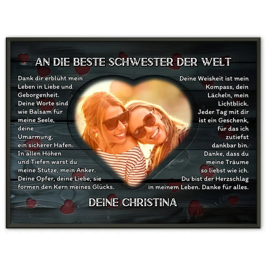 Personalisiertes Poster Schwester Danksagung Mit Herz Foto