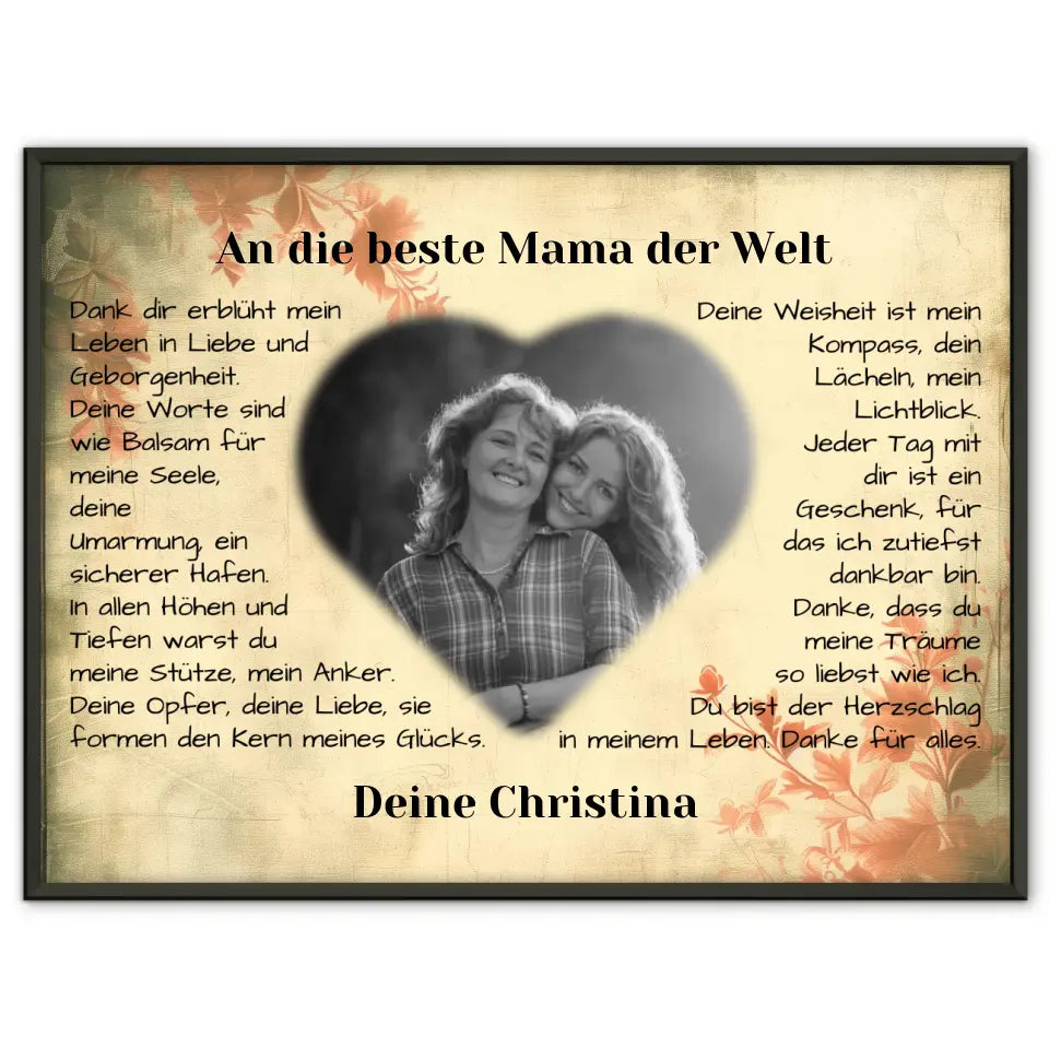 Poster für Mama Danksagung Vintage mit Foto