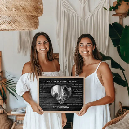 Personalisiertes Patentante Poster DANKE Schwarz Weiß