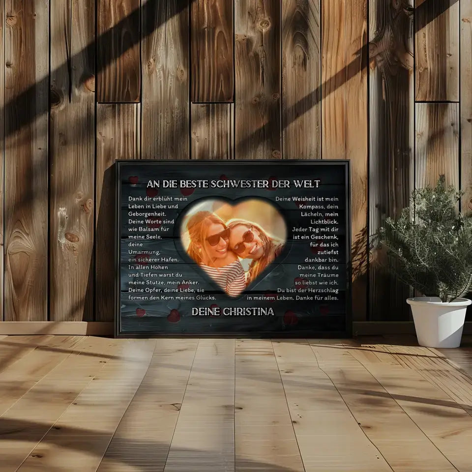 Personalisiertes Poster Schwester Danksagung Mit Herz Foto