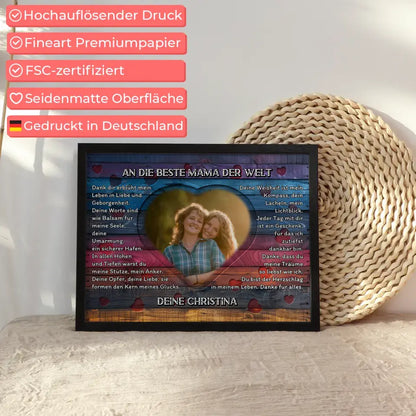 Personalisiertes Poster Mama Danksagung Mit Herz Foto