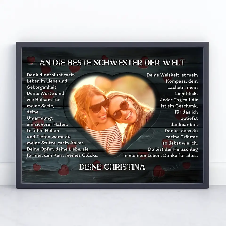 Personalisiertes Poster Schwester Danksagung Mit Herz Foto