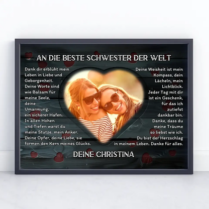 Personalisiertes Poster Schwester Danksagung Mit Herz Foto