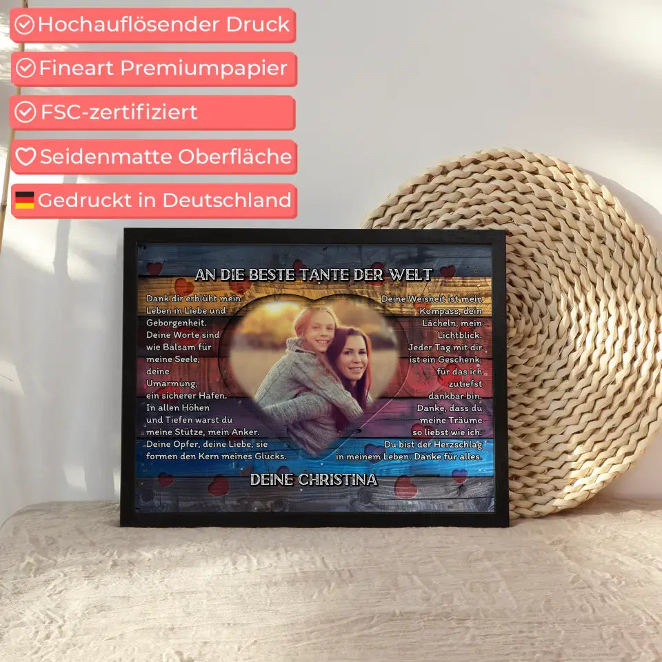 Personalisiertes Poster Tante Danksagung Mit Herz Foto