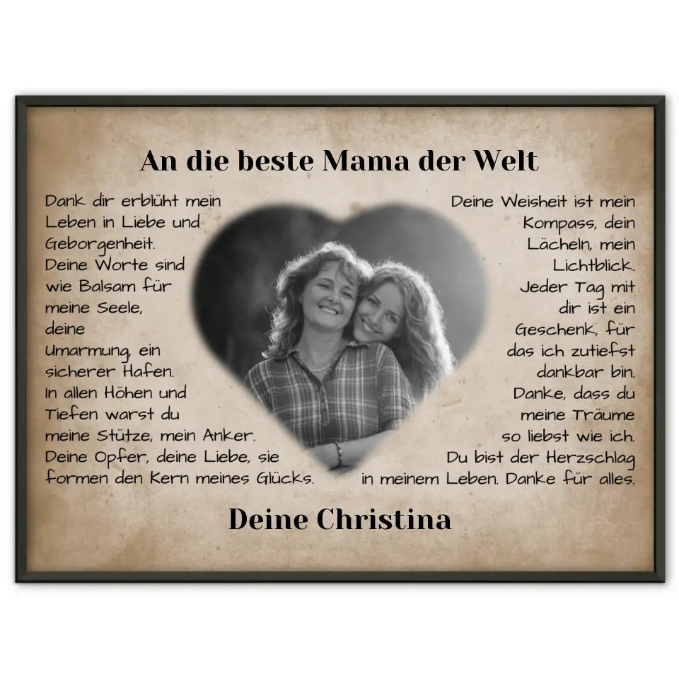 Individuelles Poster für Mama Vintage Danke für alles mit Herz Foto