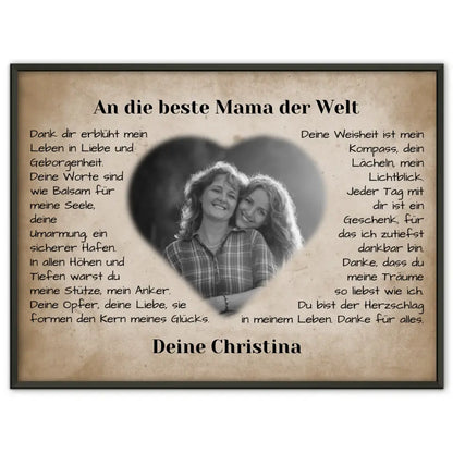 Individuelles Poster für Mama Vintage Danke für alles mit Herz Foto
