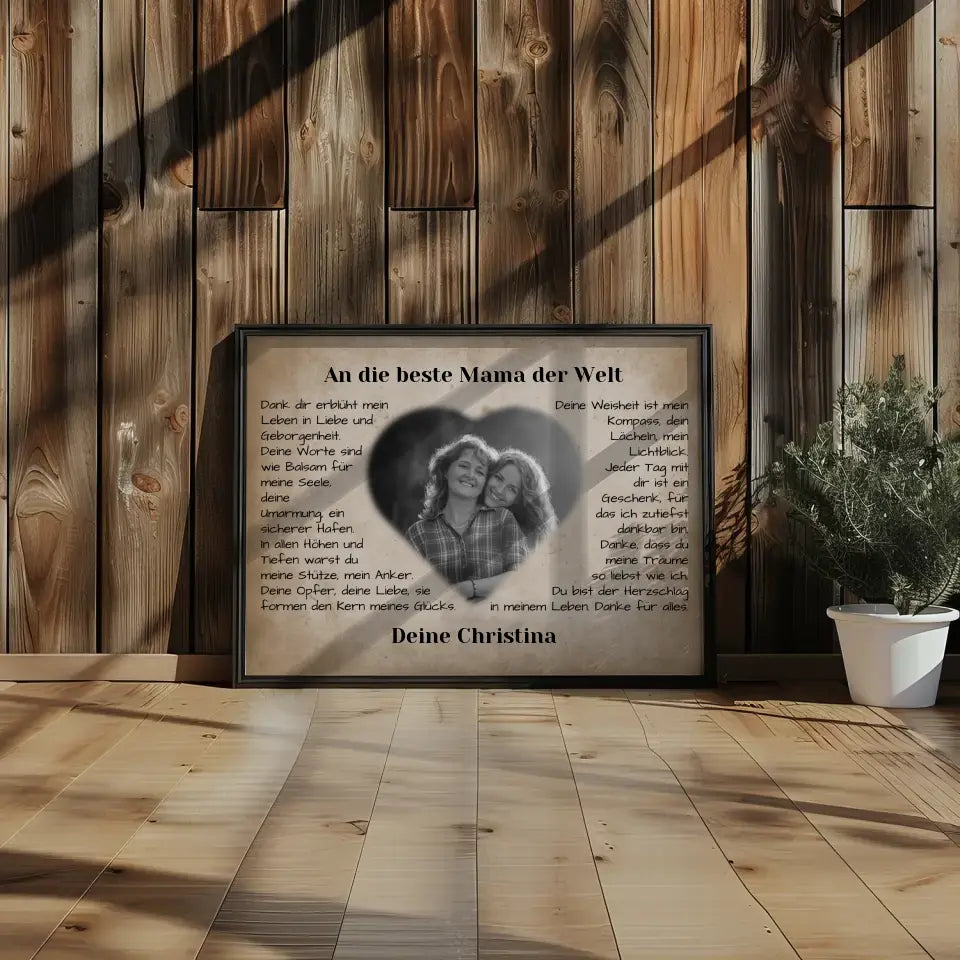 Individuelles Poster für Mama Vintage Danke für alles mit Herz Foto