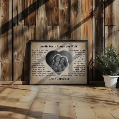 Individuelles Poster für Mama Vintage Danke für alles mit Herz Foto