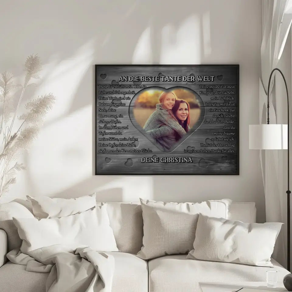 Tante Poster personalisiert DANKE Holz Look Vintage