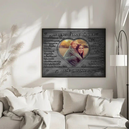 Tante Poster personalisiert DANKE Holz Look Vintage