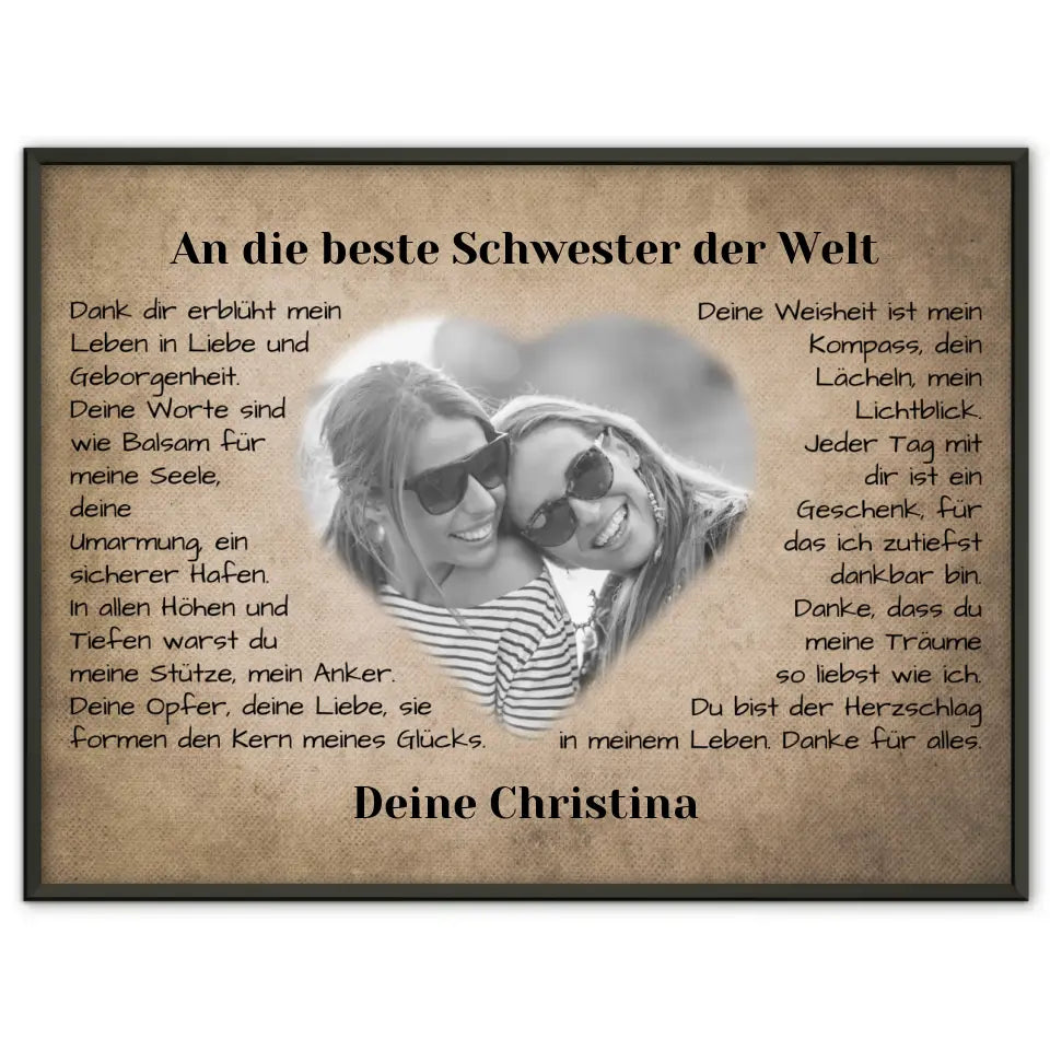 Individuelles Poster für Schwester Danke für alles Vintage
