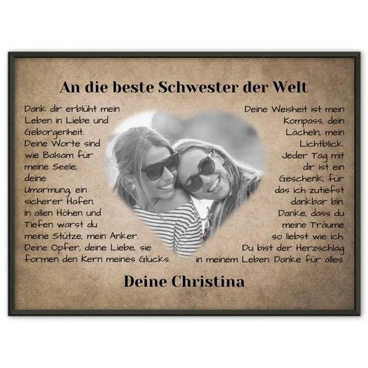 Individuelles Poster für Schwester Danke für alles Vintage