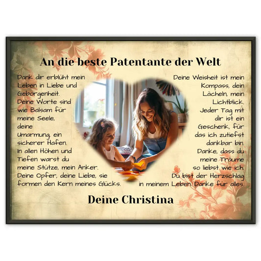 Individuelles Poster für Patentante Danke Vintage Mit Herz Foto