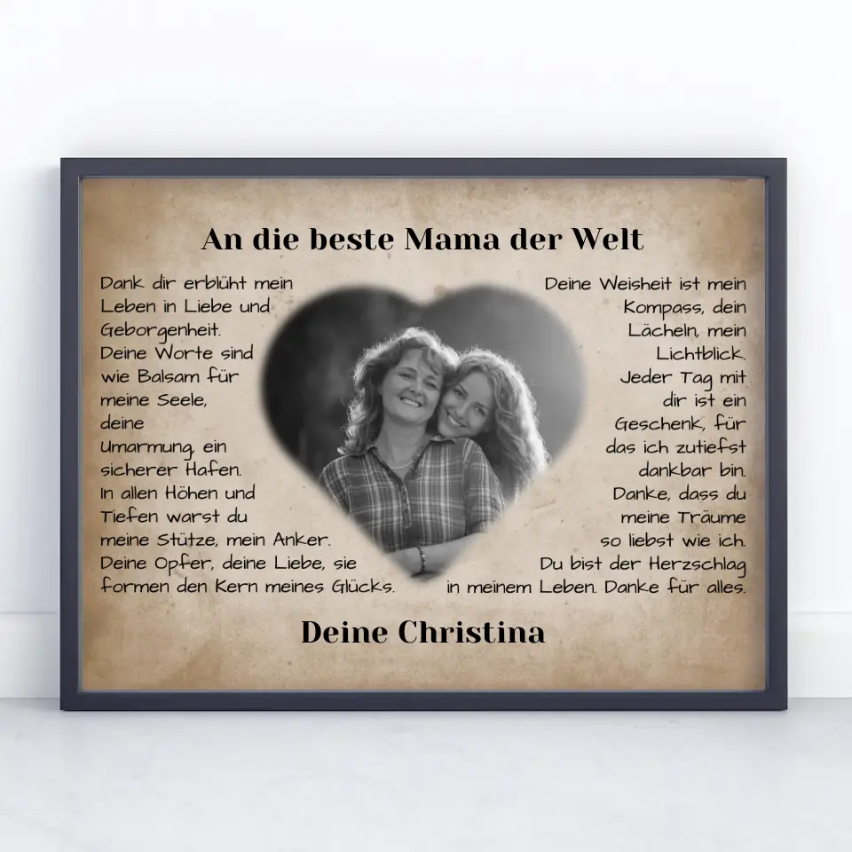Individuelles Poster für Mama Vintage Danke für alles mit Herz Foto