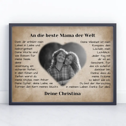 Individuelles Poster für Mama Vintage Danke für alles mit Herz Foto