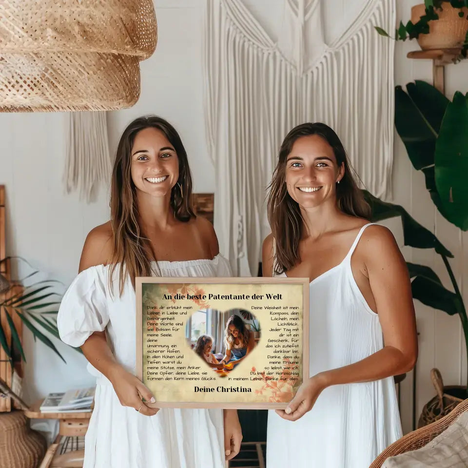 Individuelles Poster für Patentante Danke Vintage Mit Herz Foto