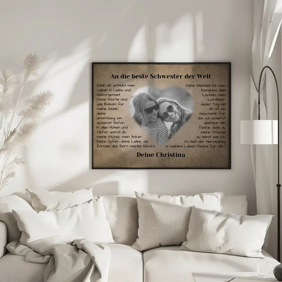 Individuelles Poster für Schwester Danke für alles Vintage