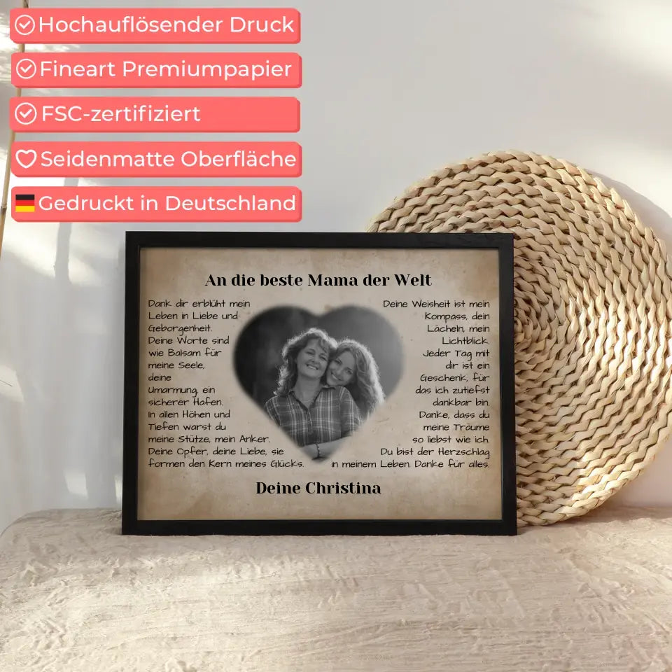 Individuelles Poster für Mama Vintage Danke für alles mit Herz Foto