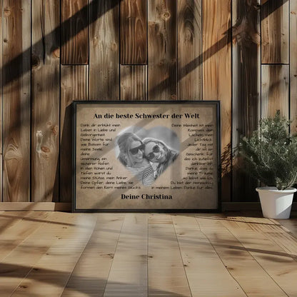 Individuelles Poster für Schwester Danke für alles Vintage