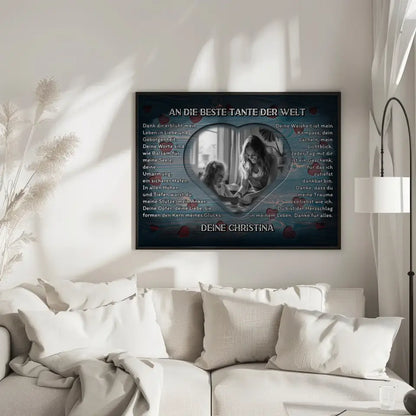 Poster personalisiert Patentante Holz Stil Herzen Vintage