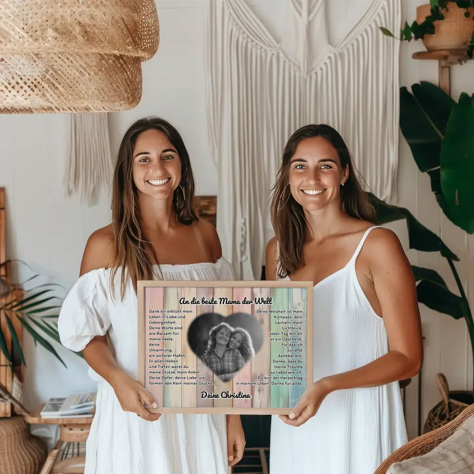 Herz Foto Poster An die beste Mama der Welt Personalisiert