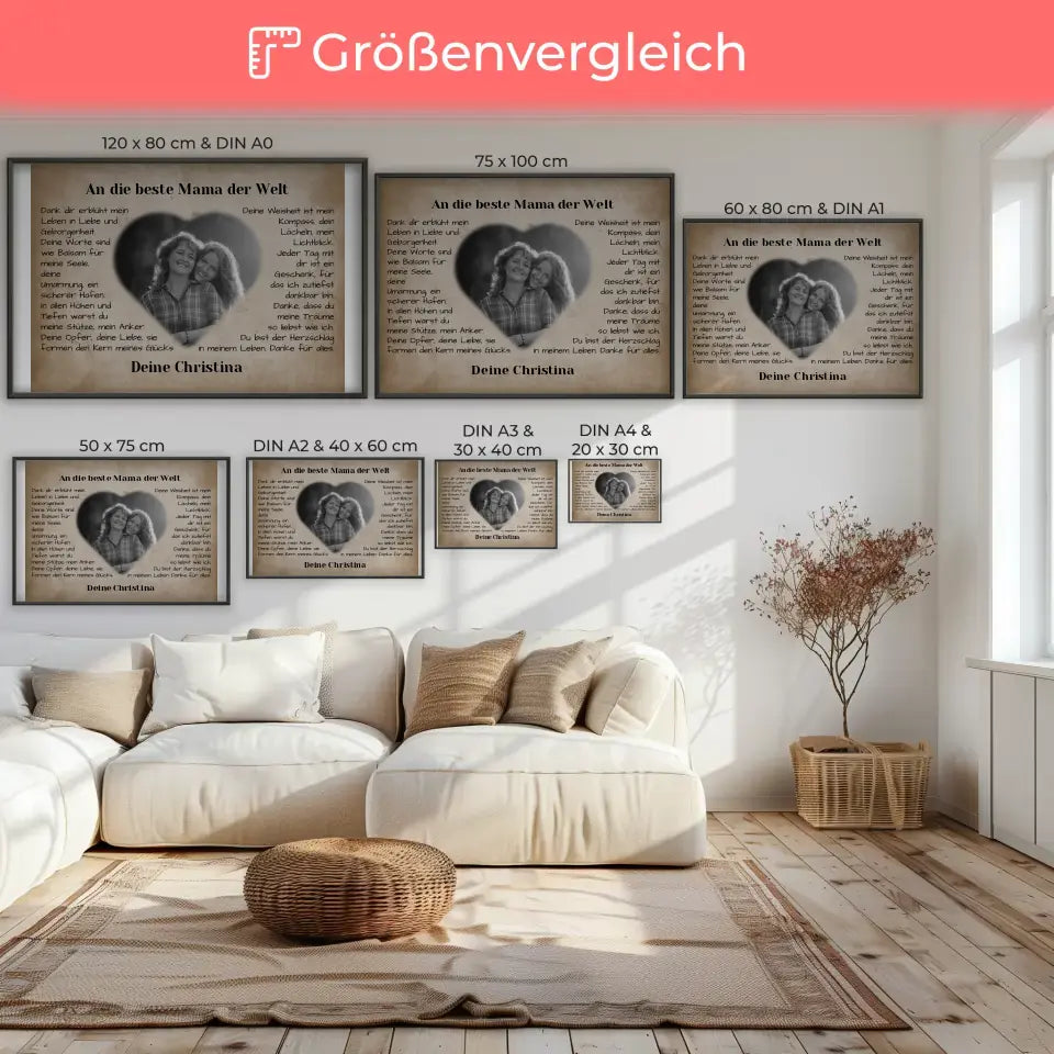 Individuelles Poster für Mama Vintage Danke für alles mit Herz Foto