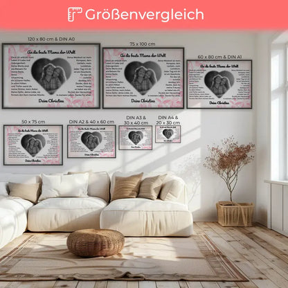 Poster Geschenk für Danke Mama mit Herz Foto Rosa Hintergrund