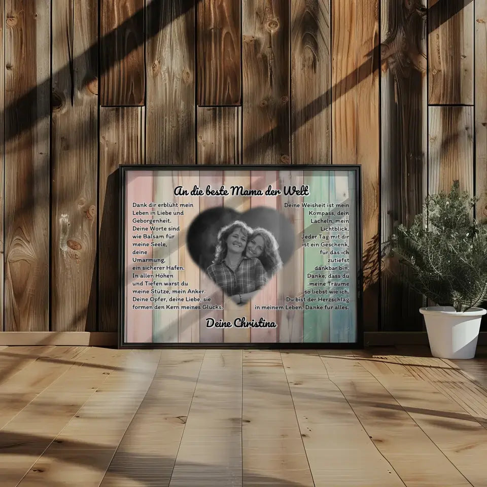 Herz Foto Poster An die beste Mama der Welt Personalisiert
