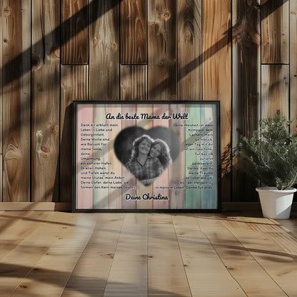 Herz Foto Poster An die beste Mama der Welt Personalisiert