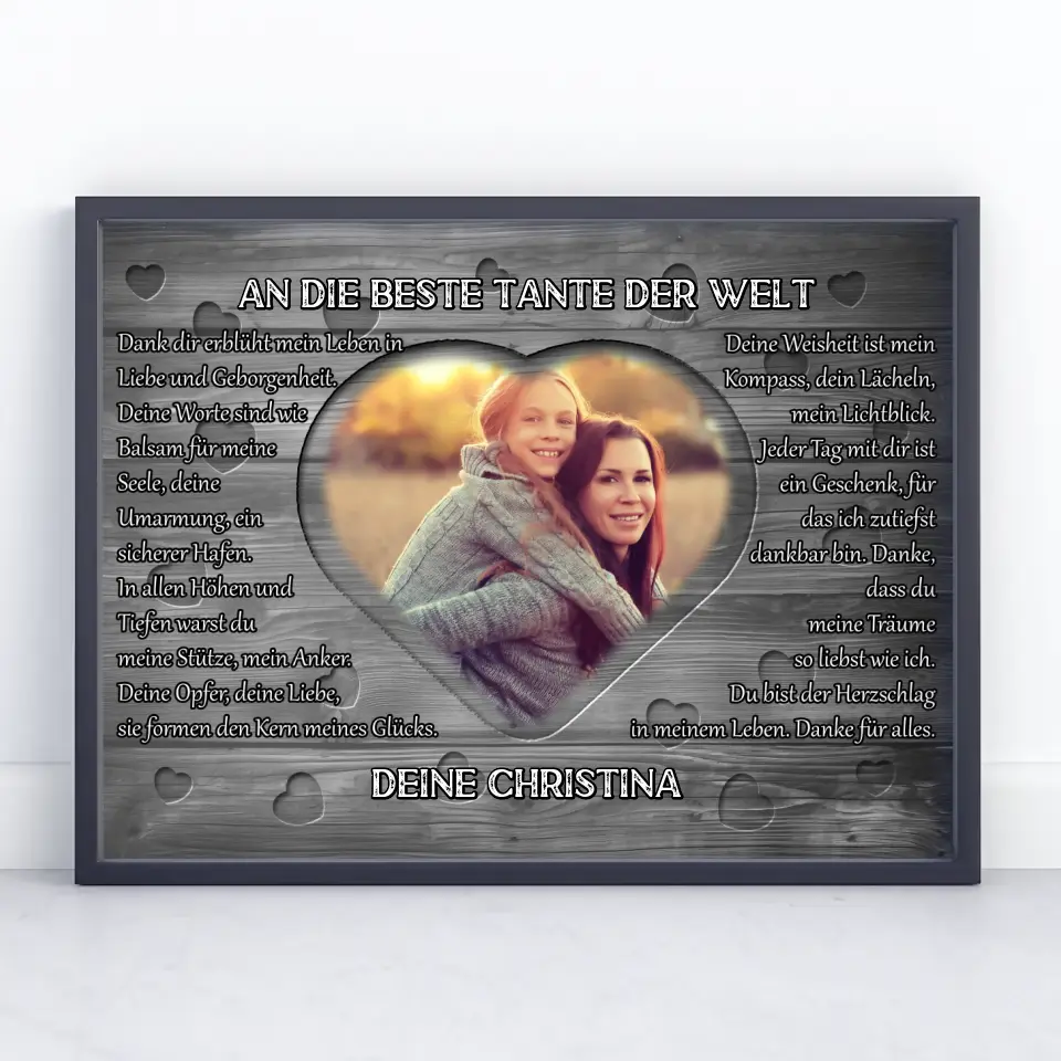 Tante Poster personalisiert DANKE Holz Look Vintage