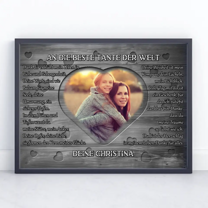 Tante Poster personalisiert DANKE Holz Look Vintage
