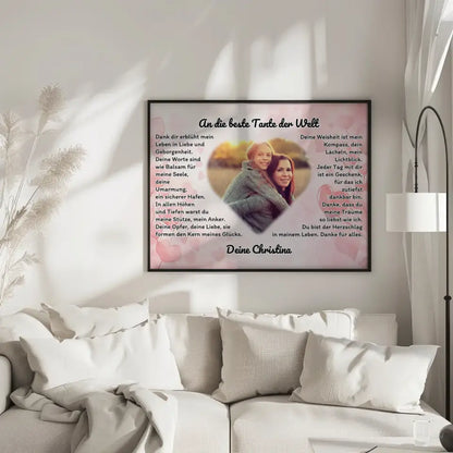 Herz Foto Poster An die beste Tante der Welt Personalisiert