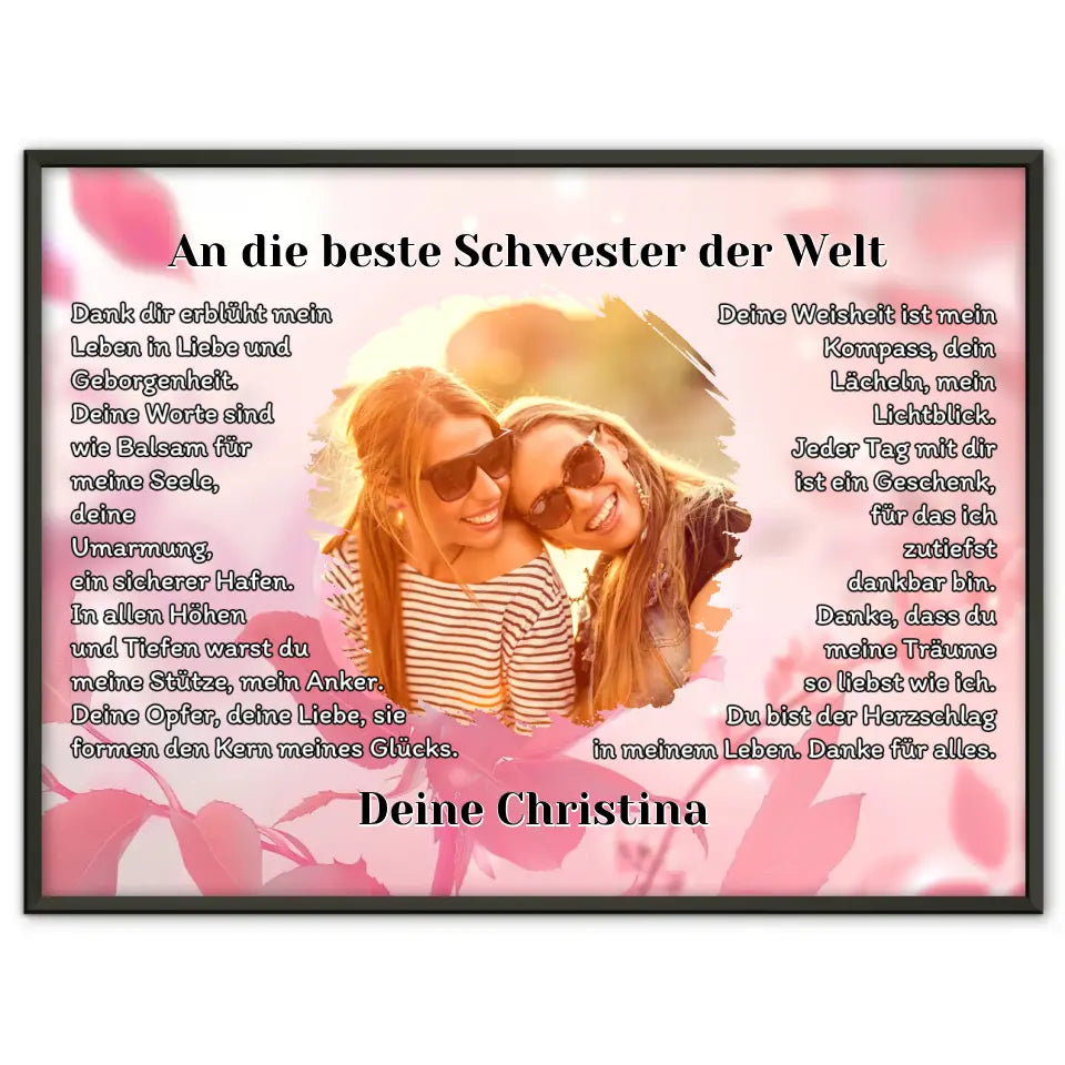 Foto Poster Schwester Vintage Foto Stil Personalisiert