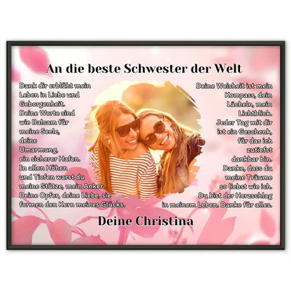Foto Poster Schwester Vintage Foto Stil Personalisiert