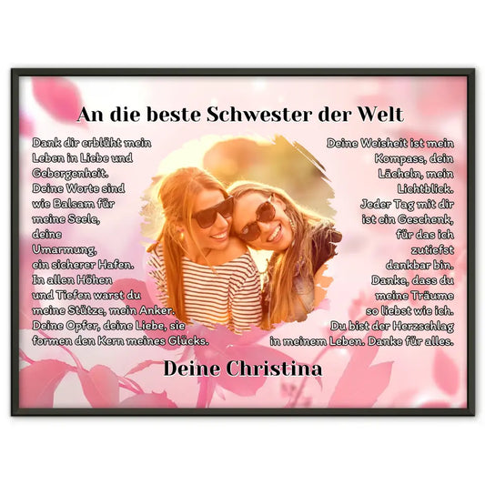 Foto Poster Schwester Vintage Foto Stil Personalisiert