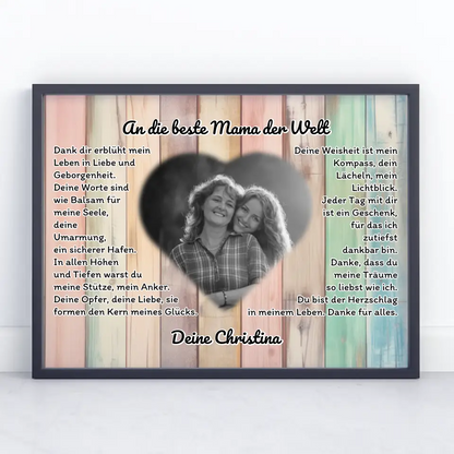 Herz Foto Poster An die beste Mama der Welt Personalisiert
