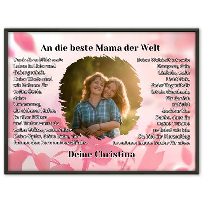 Personalisiertess Poster Geschenk Du bist die Mama mit Foto