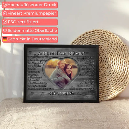 Tante Poster personalisiert DANKE Holz Look Vintage