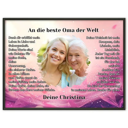 Personalisiertess Poster Geschenk Du bist die Oma mit Foto