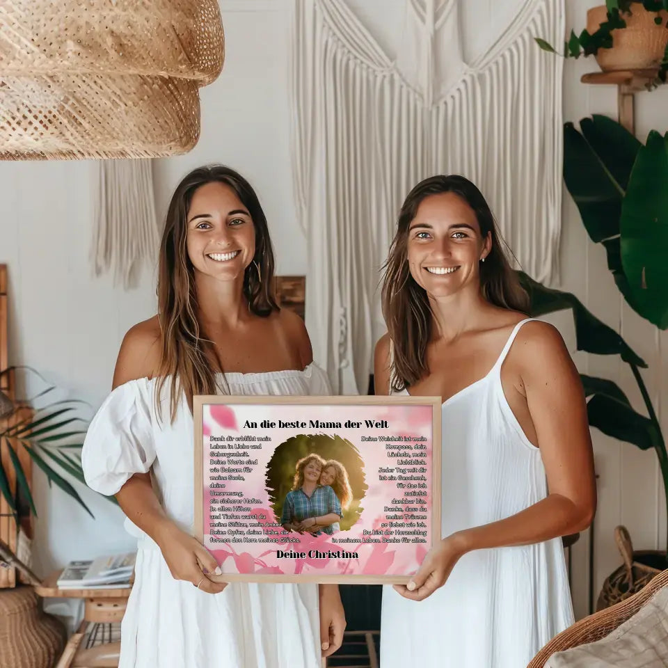 Personalisiertess Poster Geschenk Du bist die Mama mit Foto