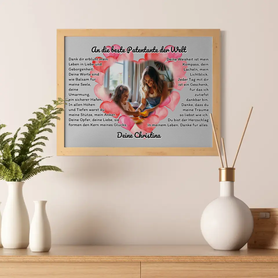 Herz Foto Poster An die beste Patentante der Welt Individuell