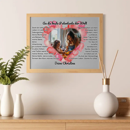 Herz Foto Poster An die beste Patentante der Welt Individuell